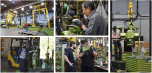 Collage of pictures showcasing our warehouse and staff testing and certifying LGH equipment before it leaves our warehouse.