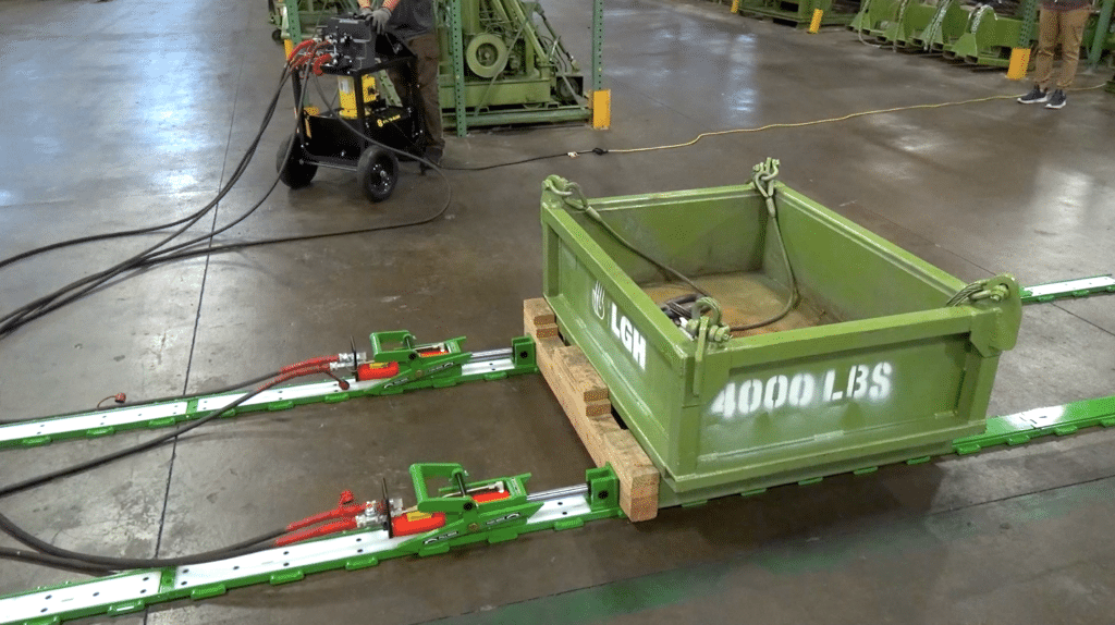 The XLP30 jack and slide skidding system from LGH moving a load.