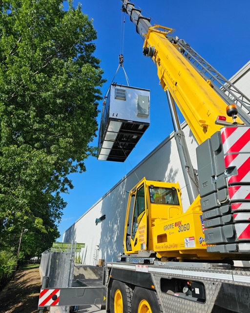 Jobsite picture featuring LGH hydraulic gantries and track from case study with J Haugh Cranes.