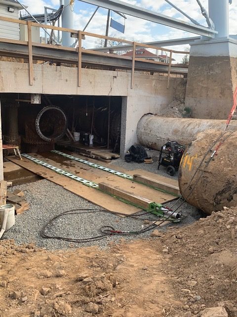 Jobsite pic of J fletcher creamer using the hydra-slide xlp150 from LGH to replace a gate valve.
