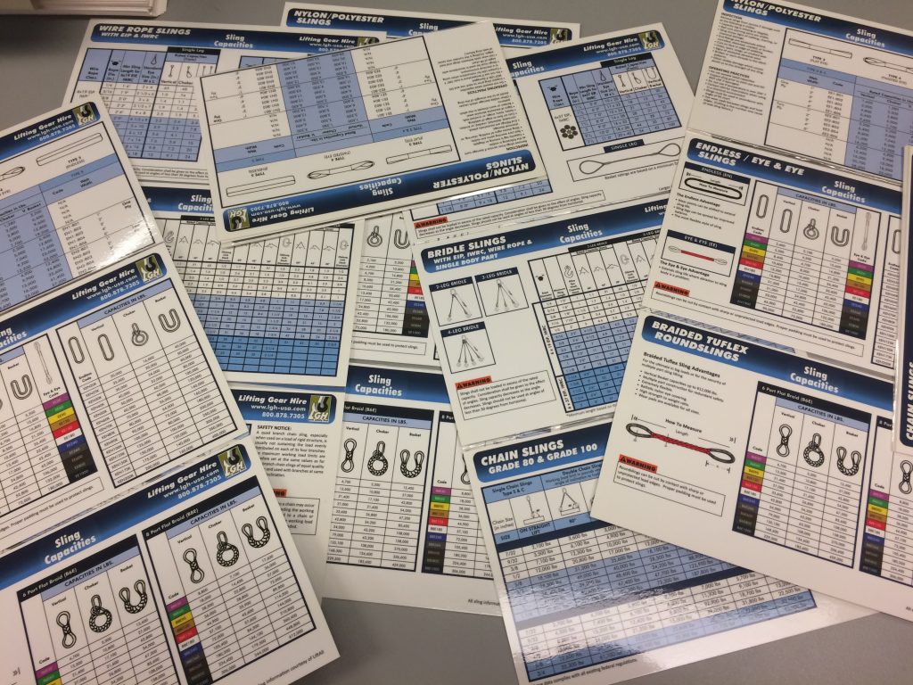 LGH rigging sling cards