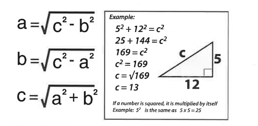 example equations for Pythagoras' Theorem