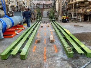 LGH's hydraulic gantry system set up inside the refinery.